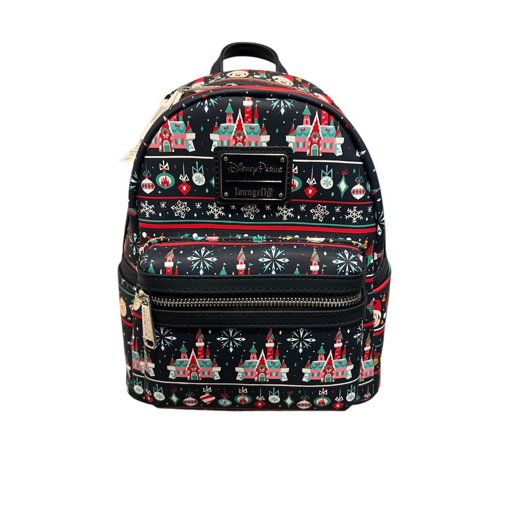 Disney Parks Loungefly Mickey Holiday Mini Backpack Christmas Ugly Sweater